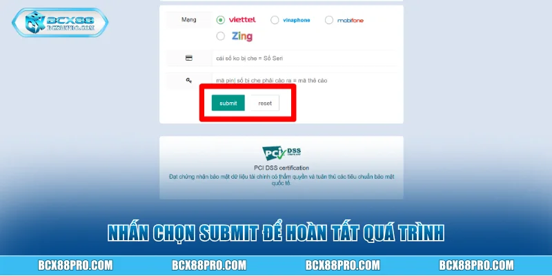 Nhấn chọn Submit để hoàn tất quá trình